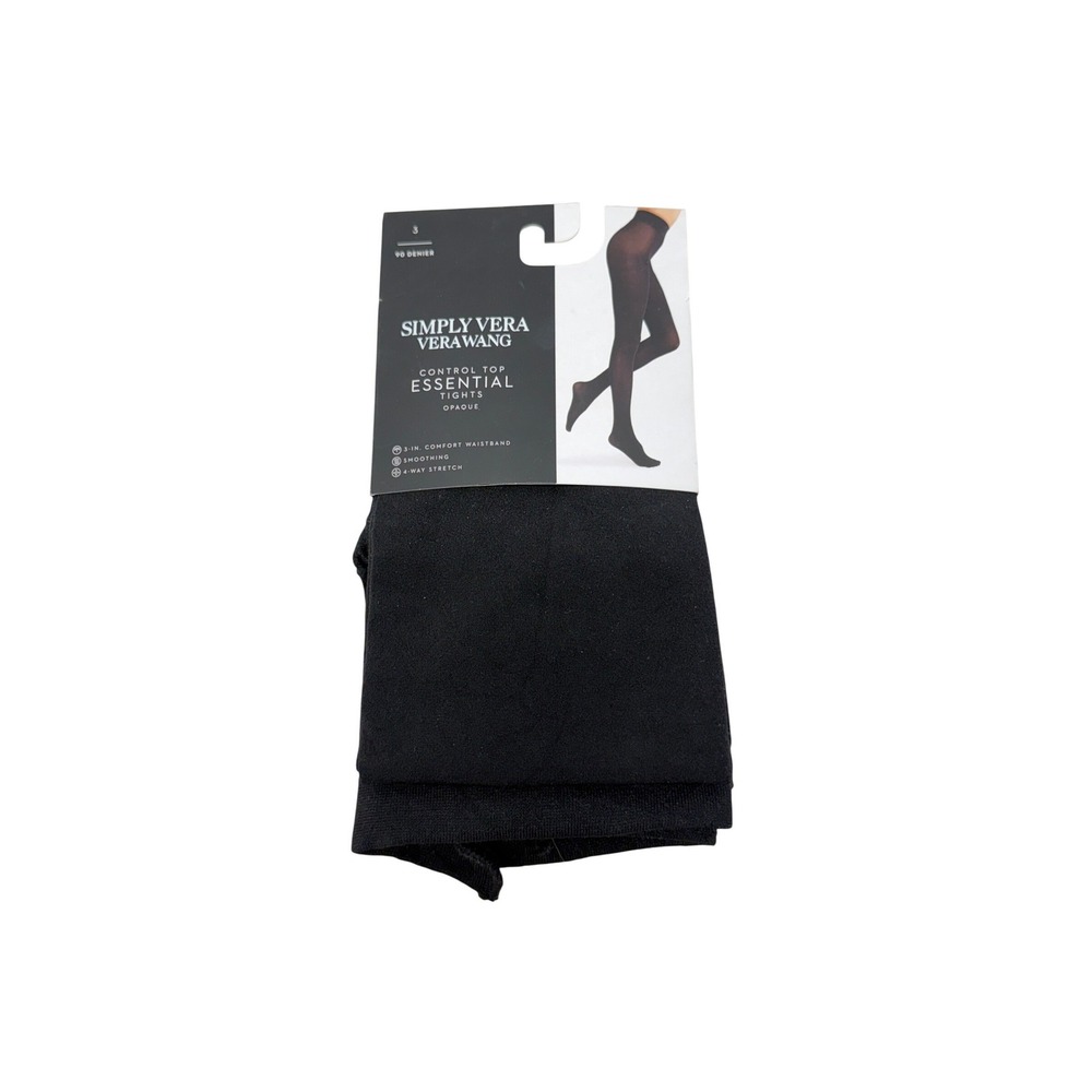 Simply Vera Wang Control Top Essential Tights Black 90 Denier Opaque Size 3